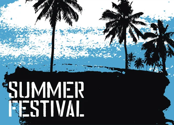 Summer Beach Festival Typografische Grunge Vintage Stencil Stijl Poster Ontwerp — Stockvector