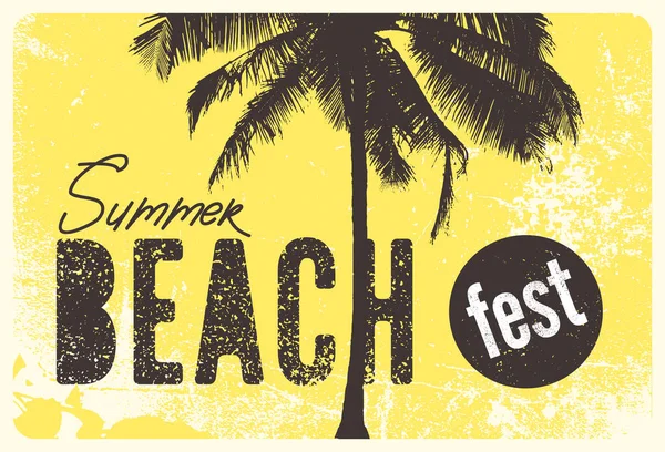 Summer Beach Festival Tipográfico Grunge Design Cartaz Vintage Ilustração Vetorial — Vetor de Stock