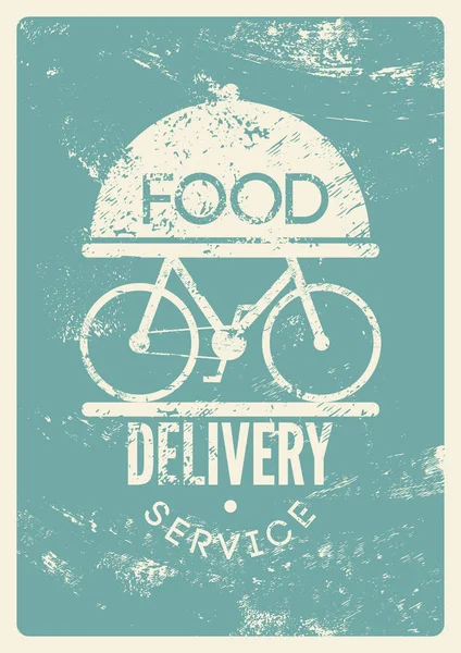 Food Delivey Service Concept Design Tipografico Vintage Grunge Poster Con — Vettoriale Stock