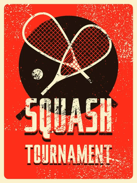 Cartel Tipográfico Estilo Grunge Vintage Del Torneo Squash Ilustración Vectores — Vector de stock