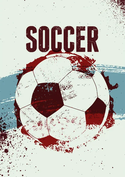 Soccer Typographical Vintage Grunge Style Poster Retro Vector Illustration — Stock Vector