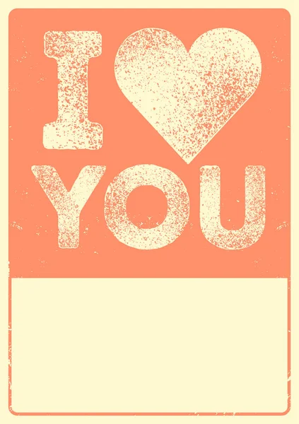 Jag Älskar Dig Valentine Gratulationskort Med Plats För Namn Hjärtsymbol — Stock vektor