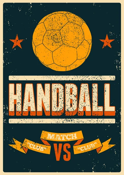 Handebol Championship Tipográfico Vintage Grunge Estilo Cartaz Ilustração Vetorial Retrô — Vetor de Stock