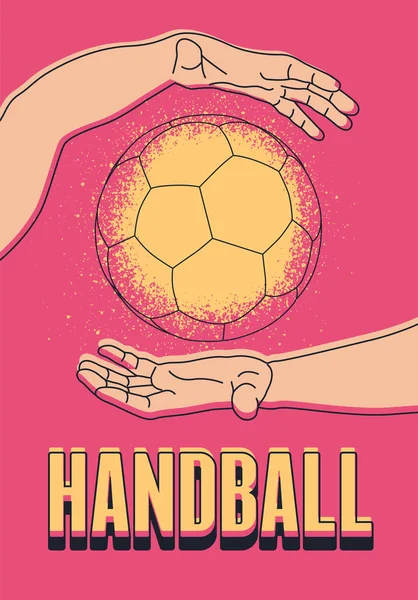 Handball Tipográfico Vintage Grunge Estilo Cartaz Ilustração Vetorial Retrô — Vetor de Stock