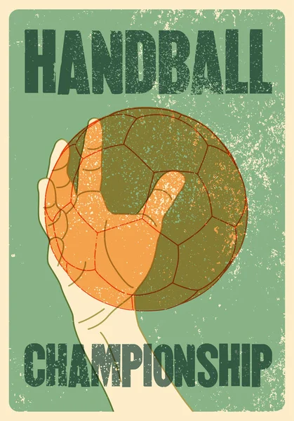Handball Championship Typographical Vintage Grunge Style Poster Retro Vector Illustration — Stock Vector
