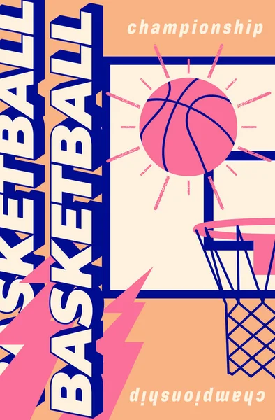 Basketbal Championship Typografische Vintage Stijl Poster Illustratie Van Retrovector — Stockvector