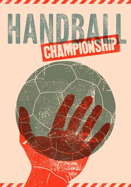 Handebol Championship Tipográfico Vintage Grunge Estilo Cartaz Ilustração Vetorial Retrô — Vetor de Stock