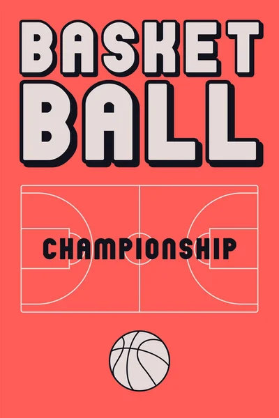 Basketballmeisterschaft Typografisches Plakat Vintage Stil Retro Vektor Illustration — Stockvektor