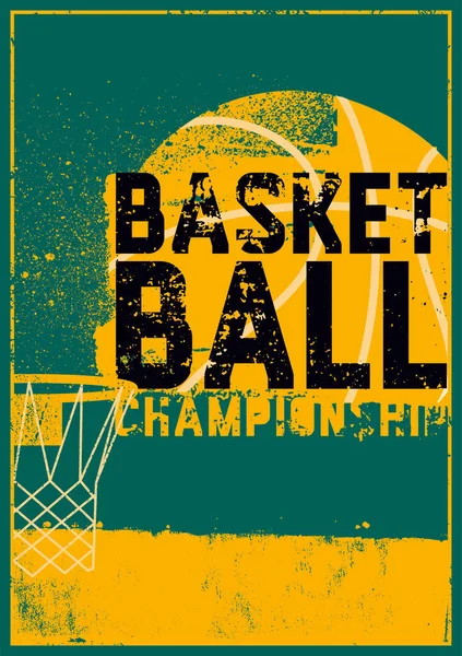 Basketballmeisterschaft Typografisches Vintage Grunge Poster Retro Vektor Illustration — Stockvektor