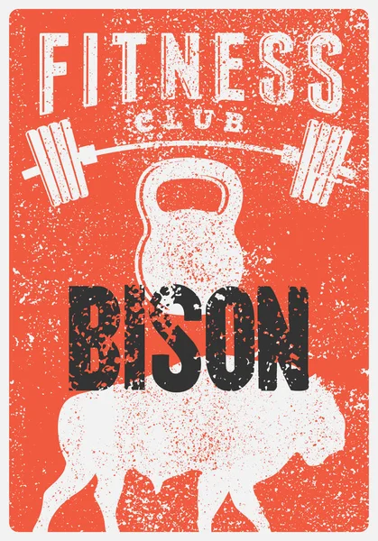 Fitness Club Tipográfico Vintage Diseño Póster Grunge Ilustración Vectores Retro — Vector de stock