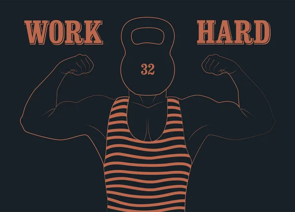 Werk Hard Retro Gym Typografische Vintage Poster Ontwerp Met Sterke — Stockvector