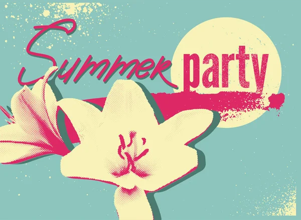 Summer Party Typographic Grunge Vintage Poster Design Retro Vector Illustration — Stock Vector