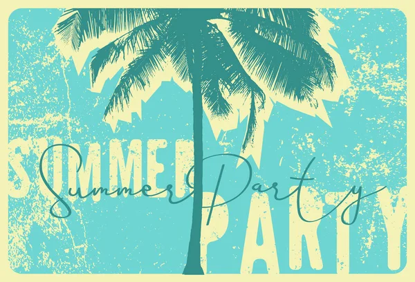 Summer Beach Party Design Cartaz Vintage Grunge Tipográfico Ilustração Vetorial — Vetor de Stock
