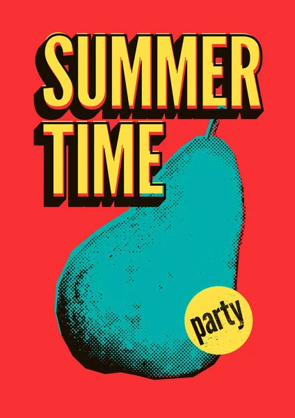 Summer Time Party Diseño Póster Estilo Pop Vintage Grunge Tipográfico — Archivo Imágenes Vectoriales