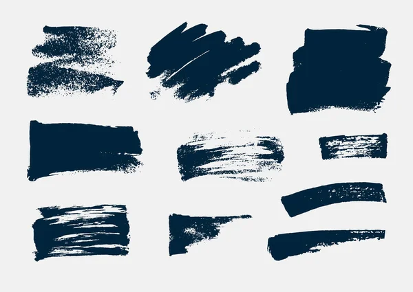 Monochroom Abstracte Vector Grunge Texturen Set Handgetekende Verfpenseelstreken Vlekken — Stockvector