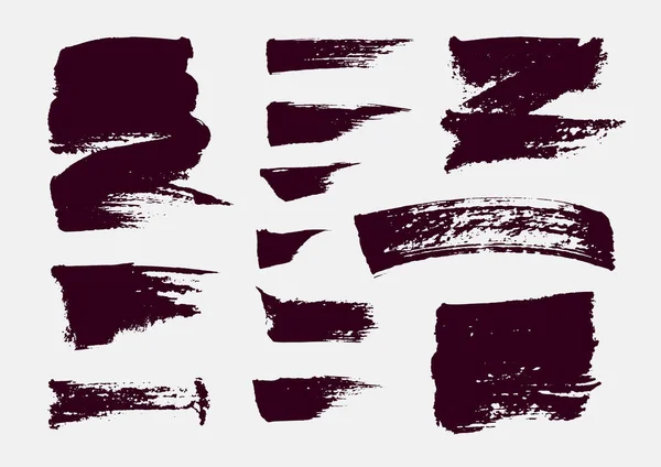 モノクローム抽象ベクトルのグランジテクスチャ 手描きブラシストロークと汚れのセット — ストックベクタ