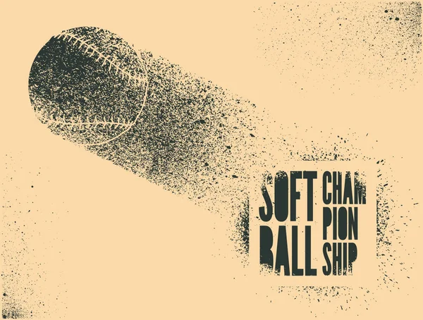Softball Championship Τυπογραφική Αφίσα Vintage Grunge Στυλ Εικονογράφηση Διανύσματος Ρετρό — Διανυσματικό Αρχείο