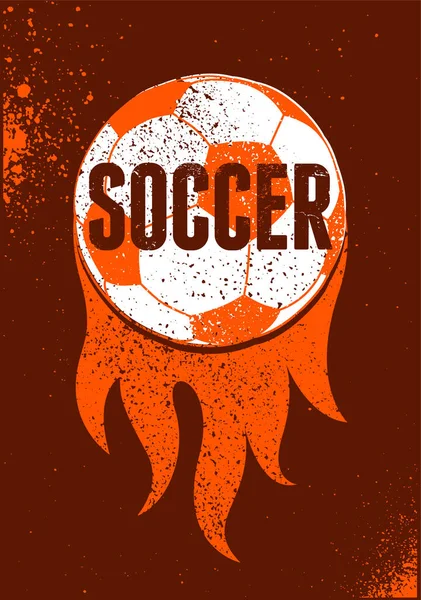 Soccer Typographical Vintage Grunge Poster Gaya Ilustrasi Vektor Retro - Stok Vektor