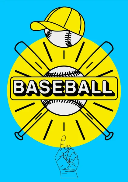 Baseball Typographical Vintage Style Poster Baseball Label Badge Icon Vector — Stock Vector