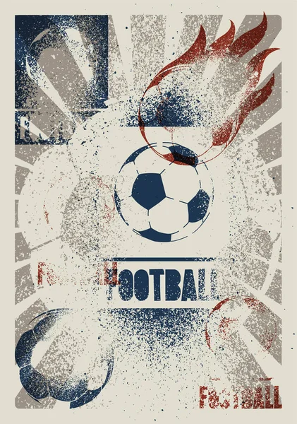 Fußballtypografisches Vintage Grunge Poster Retro Vektor Illustration — Stockvektor