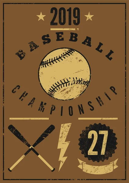 Baseball Championship Typographical Vintage Grunge Style Poster Retro Vector Illustration — Stock Vector