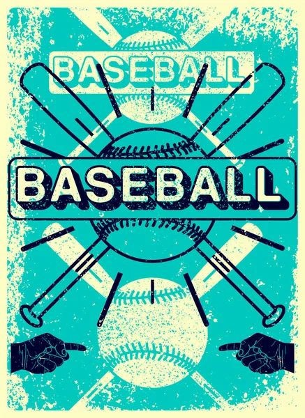 Baseball Typographical Vintage Grunge Style Poster Retro Vector Illustration — Stock Vector