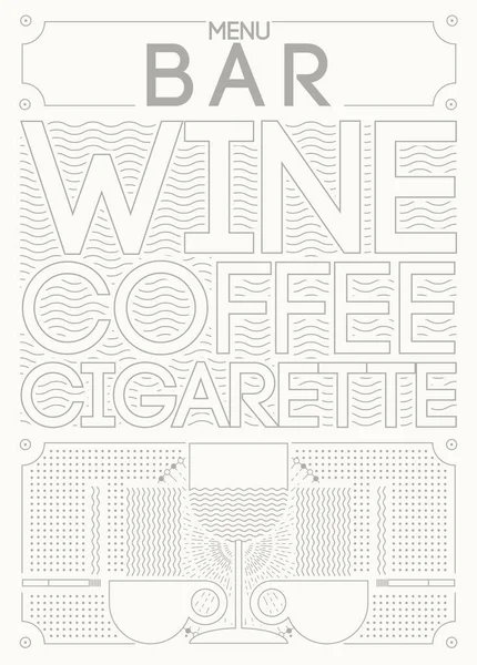 Vino Café Cigarrillo Lounge Bar Menú Gráfico Simple Diseño Geométrico — Vector de stock