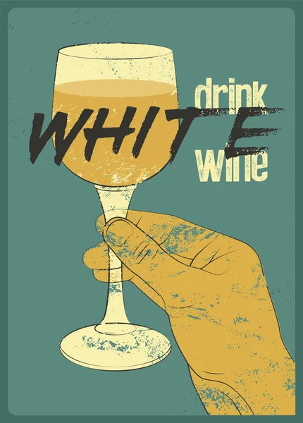 Diseño Tipográfico Póster Grunge Estilo Vintage Vino Mano Sosteniendo Una — Archivo Imágenes Vectoriales