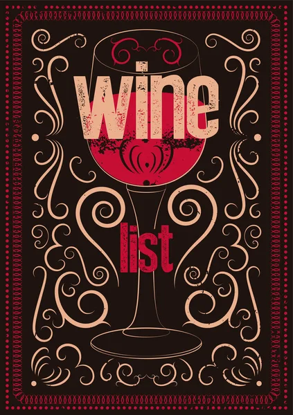 Wijnlijst Typografische Vintage Stijl Grunge Poster Ontwerp Illustratie Van Retrovector — Stockvector
