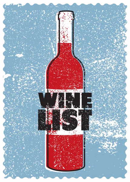 Wine List Typographical Vintage Style Grunge Poster Design Retro Vector — Stock Vector