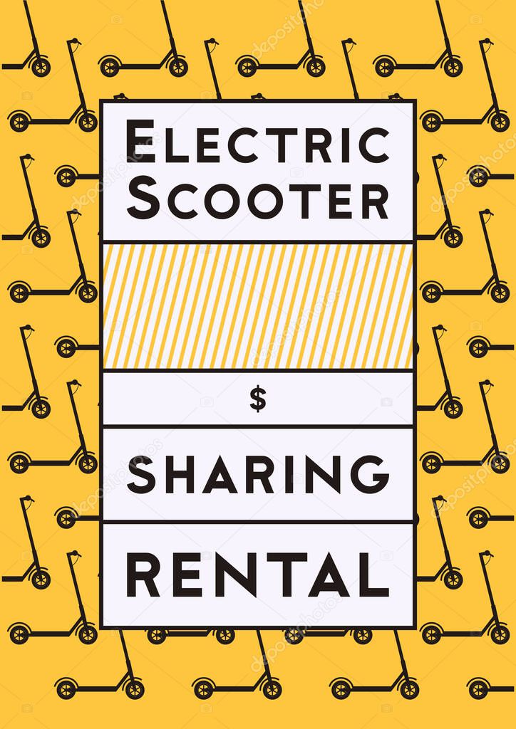 Electric scooter rental and sharing service typographical style poster. Vector illustration.