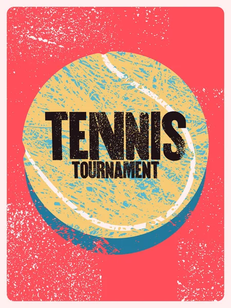 Tenis Turnuvası Tipografik Klasik Grunge Tarzı Poster Tasarımı Retro Vektör — Stok Vektör