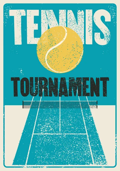Tenis Turnuvası Tipografik Klasik Grunge Tarzı Poster Tasarımı Retro Vektör — Stok Vektör