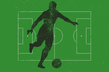 Futbol tipografik klasik grunge tarzı poster tasarımı. Retro vektör illüstrasyonu.