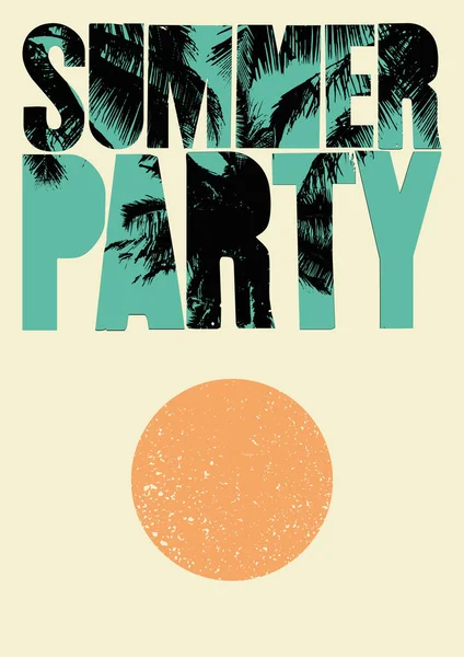Summer Party Tipográfico Grunge Design Cartaz Vintage Ilustração Vetorial Retrô — Vetor de Stock