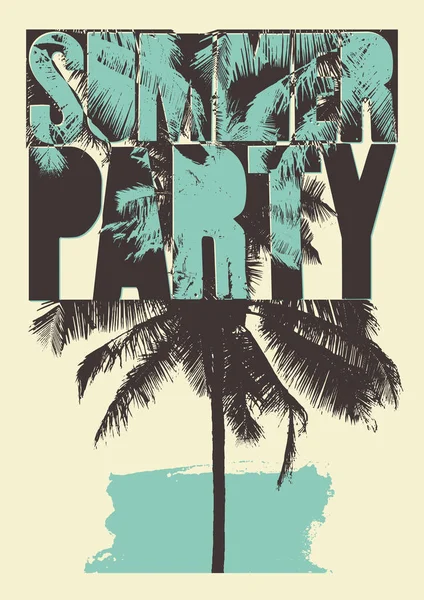 Summer Party Tipográfico Grunge Design Cartaz Vintage Ilustração Vetorial Retrô — Vetor de Stock