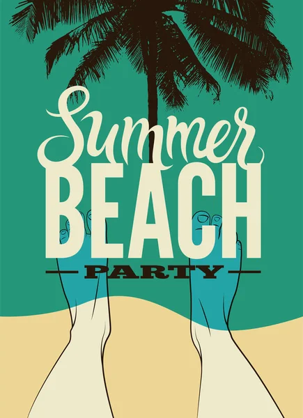 Typografický Design Letního Plakátu Summer Beach Party Vektorová Ilustrace Eps — Stockový vektor