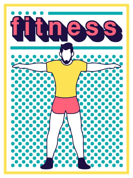 Fitness Sport Plochý Styl Plakát Design Mužem Retro Vektorová Ilustrace — Stockový vektor