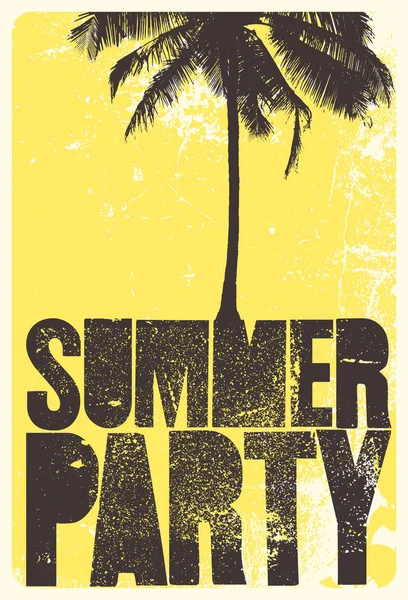 Summer Party Typographic Grunge Vintage Poster Design Retro Vector Illustration — Stock Vector