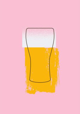 Bira bardağı silueti minimalist stil poster tasarımı. Vektör illüstrasyonu.