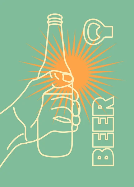 Typografisk Abstrakt Minimalistisk Stil Affisch Handen Håller Flaska Illustration Retrovektor — Stock vektor
