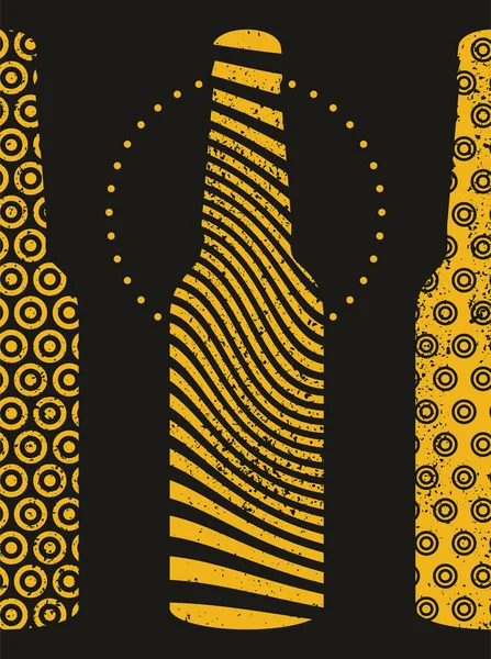 Beer Bottles Abstract Geometric Pattern Typographical Vintage Style Grunge Poster — Stock Vector