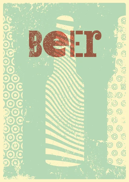 Beer Bottles Abstract Geometric Pattern Typographical Vintage Style Grunge Poster — Stock Vector