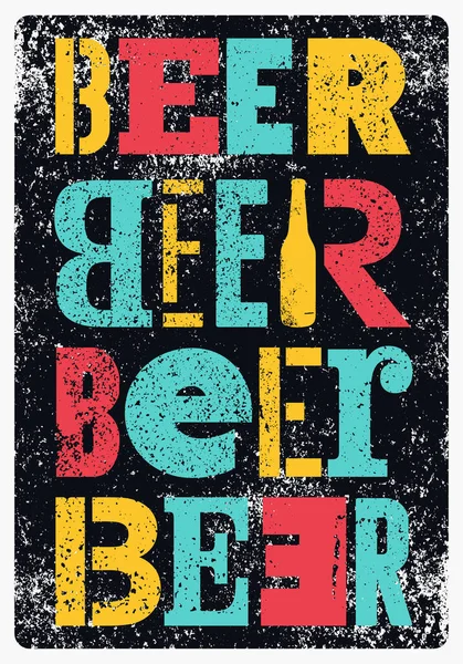Cerveza Tipográfica Estilo Vintage Diseño Póster Grunge Ilustración Vectores Retro — Vector de stock