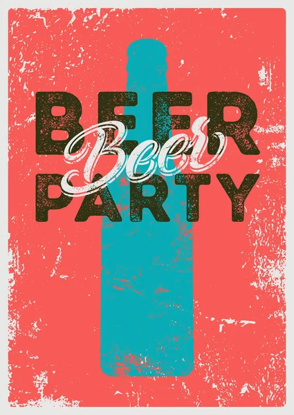 Beer Party Tipografi Gaya Desain Poster Grunge Dengan Efek Surat - Stok Vektor