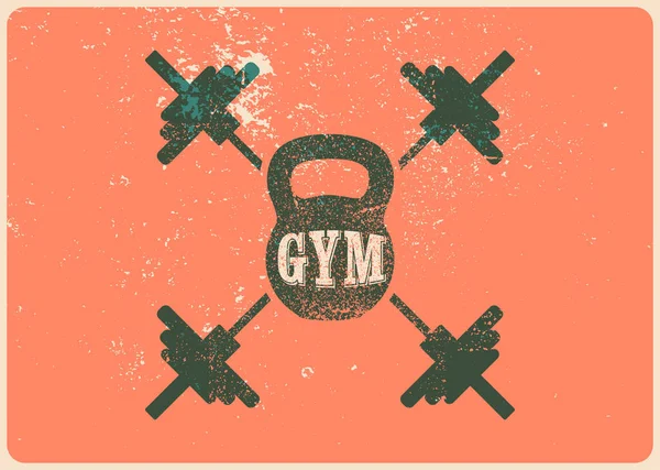 Gym Club Lub Centrum Fitness Sport Typograficzne Vintage Grunge Plakat — Wektor stockowy