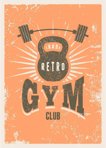 Retro Gym Club Gimnasio Deportivo Tipográfico Vintage Grunge Poster Emblema — Archivo Imágenes Vectoriales