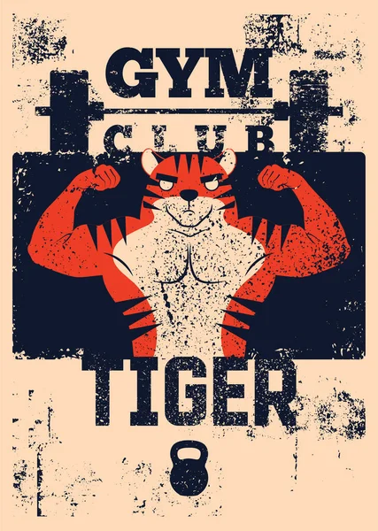 Gym Sport Club Fitness Center Typographic Vintage Grunge Poster Emblem — Stock Vector