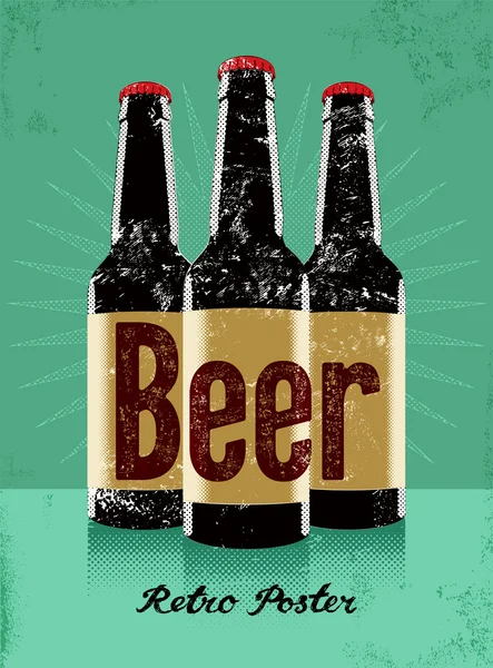 Vintage grunge style poster with a beer bottles. Retro vector illustration. — Stock Vector