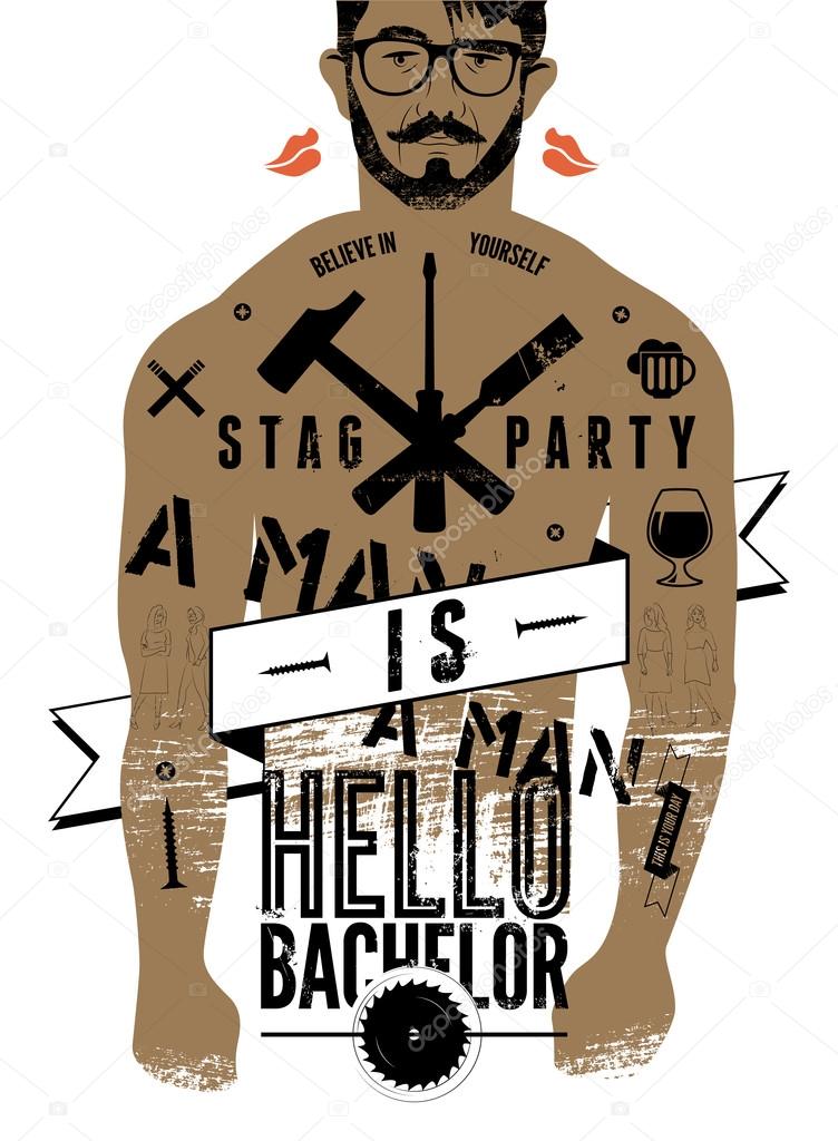 Typographic poster for stag party 